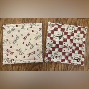 Vintage Fabric Snowman Handmade Rag Coasters Candle Mats Pot Holders Gift